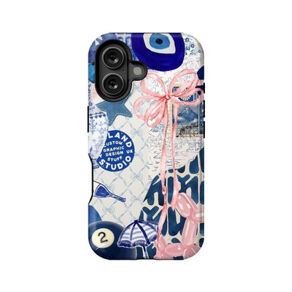 Funda artística para teléfono en azul y rosa