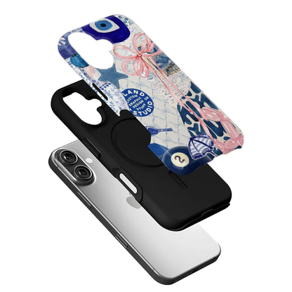 Funda artística para teléfono en azul y rosa