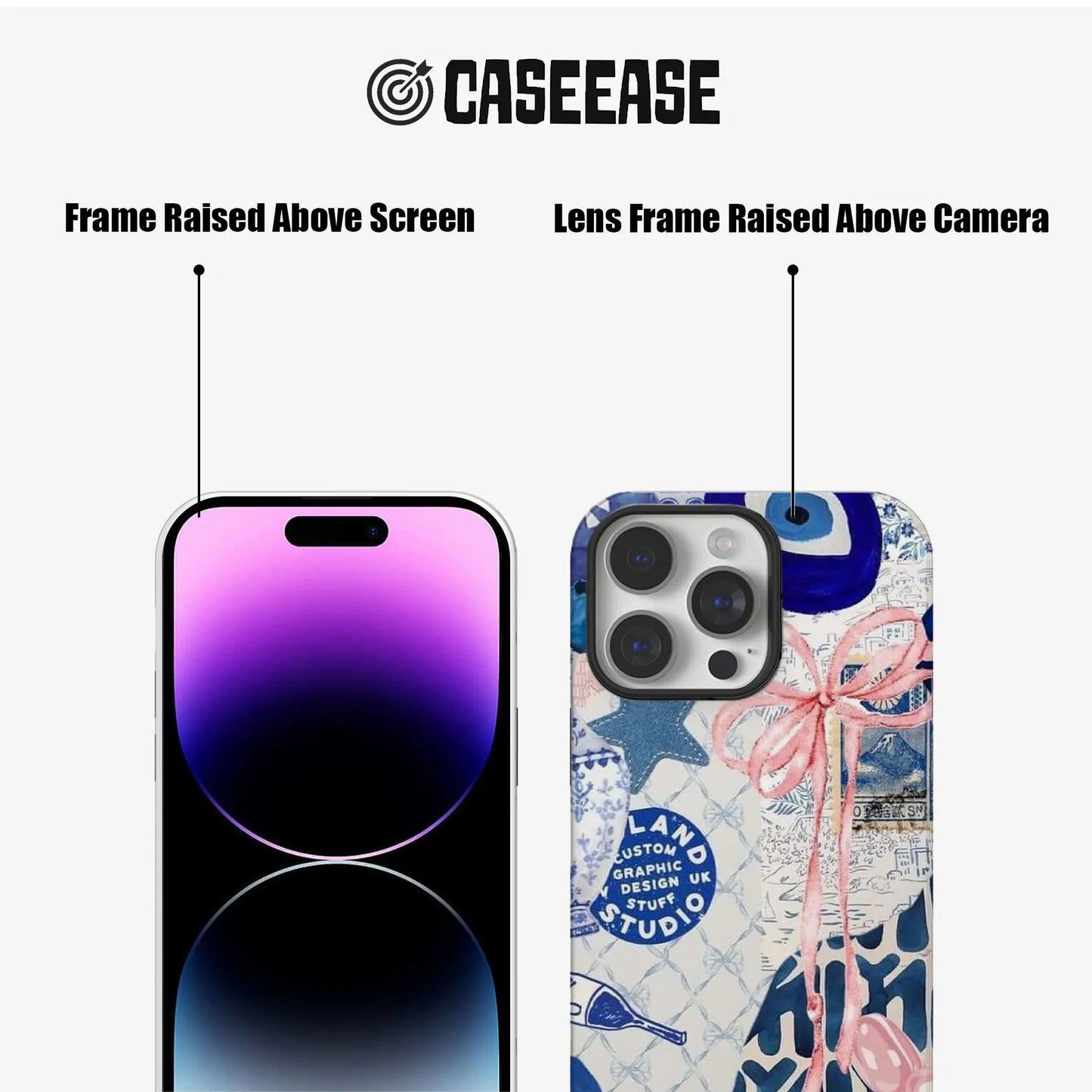 Funda artística para teléfono en azul y rosa