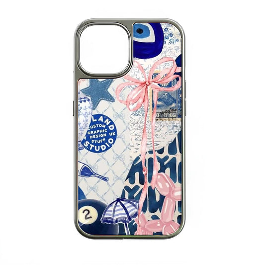 Holographic Chrome Phone Case - Vintage Collage Design