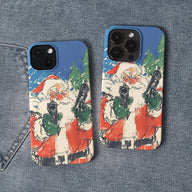 Funda para teléfono navideña con la acción festiva de Papá Noel 