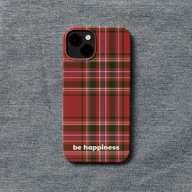 Funda para móvil navideña de tartán "Be Happiness" 