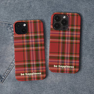 Funda para móvil navideña de tartán "Be Happiness" 