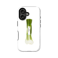 Funda minimalista para teléfono con diseño de cebolla verde: fresca y natural