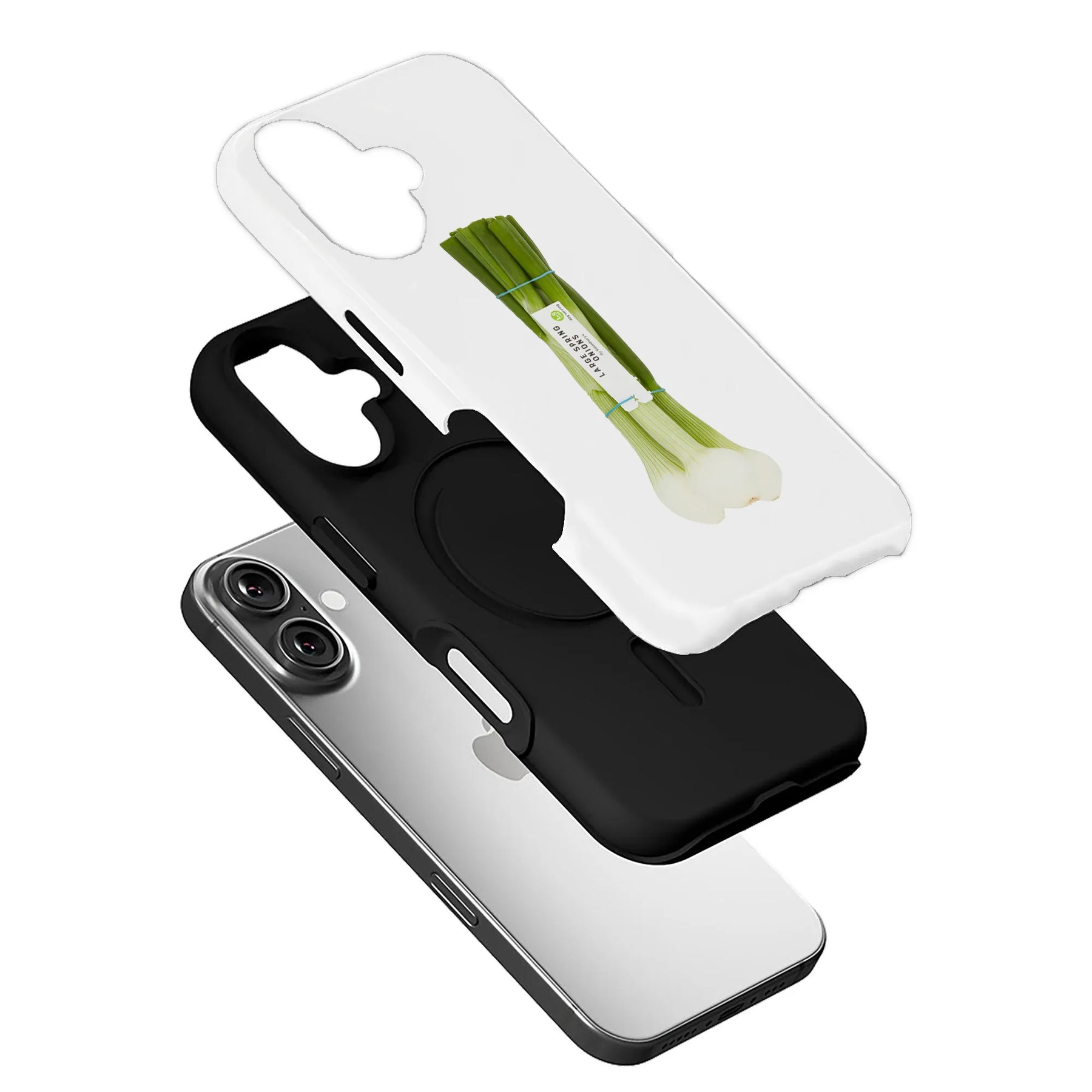 Funda minimalista para teléfono con diseño de cebolla verde: fresca y natural