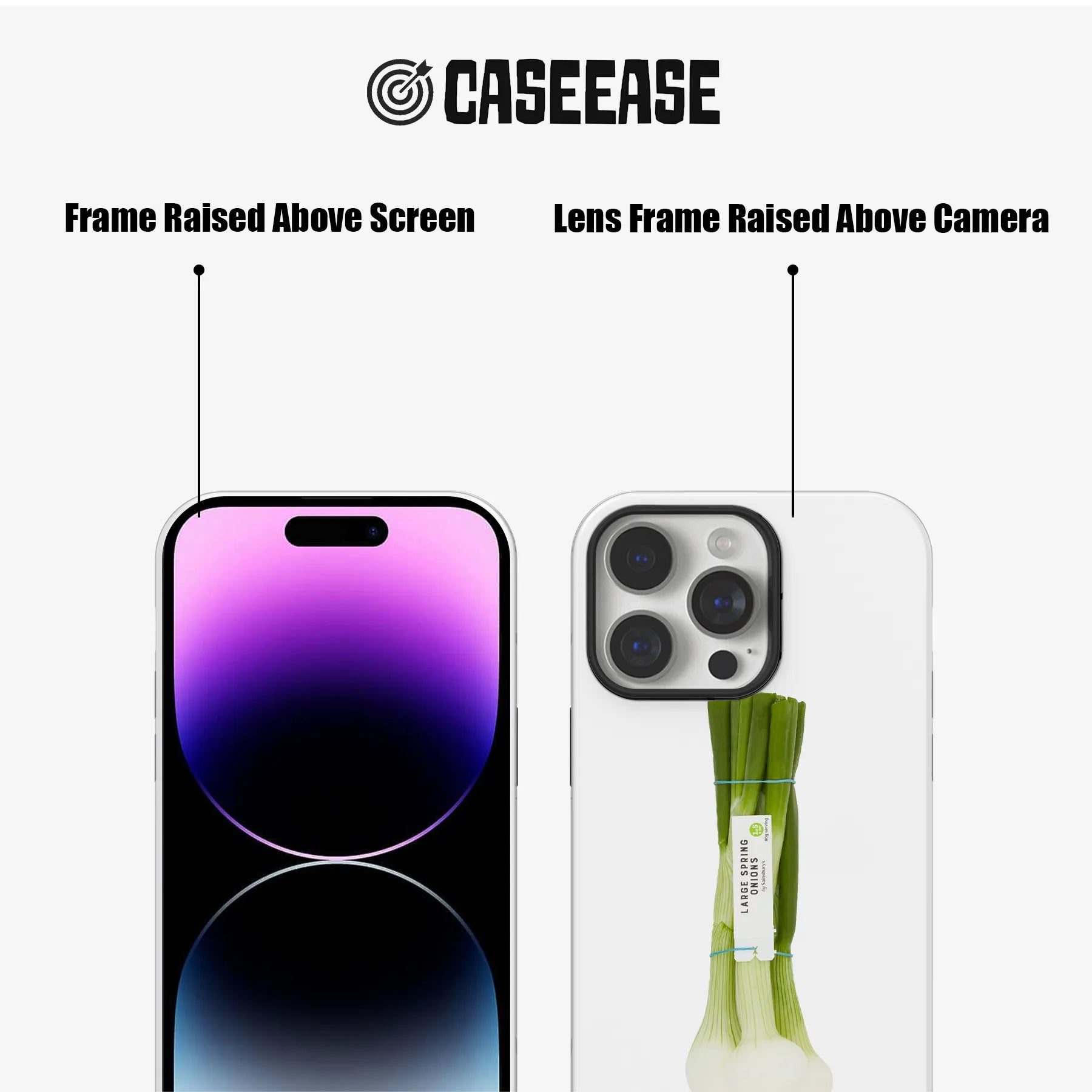 Funda minimalista para teléfono con diseño de cebolla verde: fresca y natural