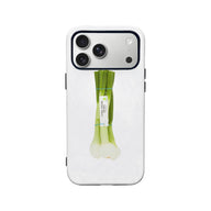 Funda minimalista para teléfono con diseño de cebolla verde: fresca y natural