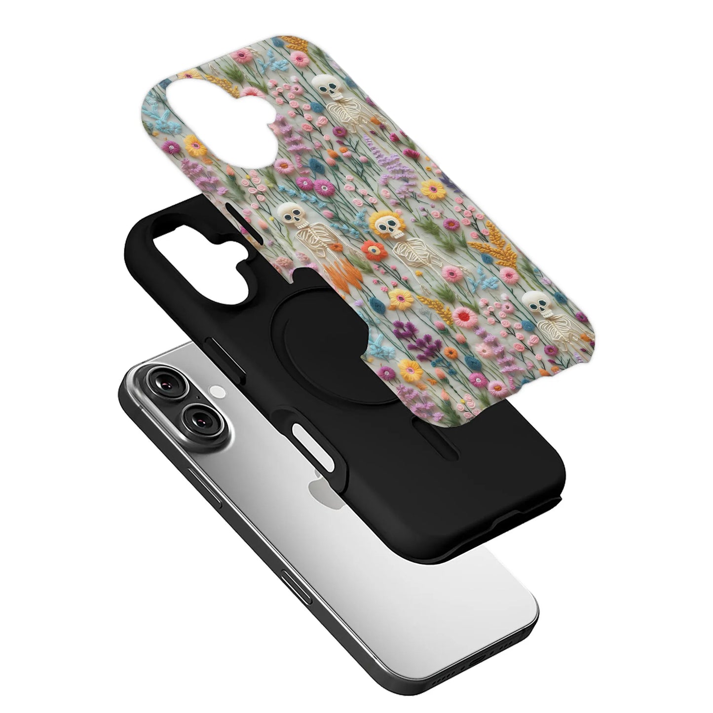 Skeleton Floral Pattern Phone Case
