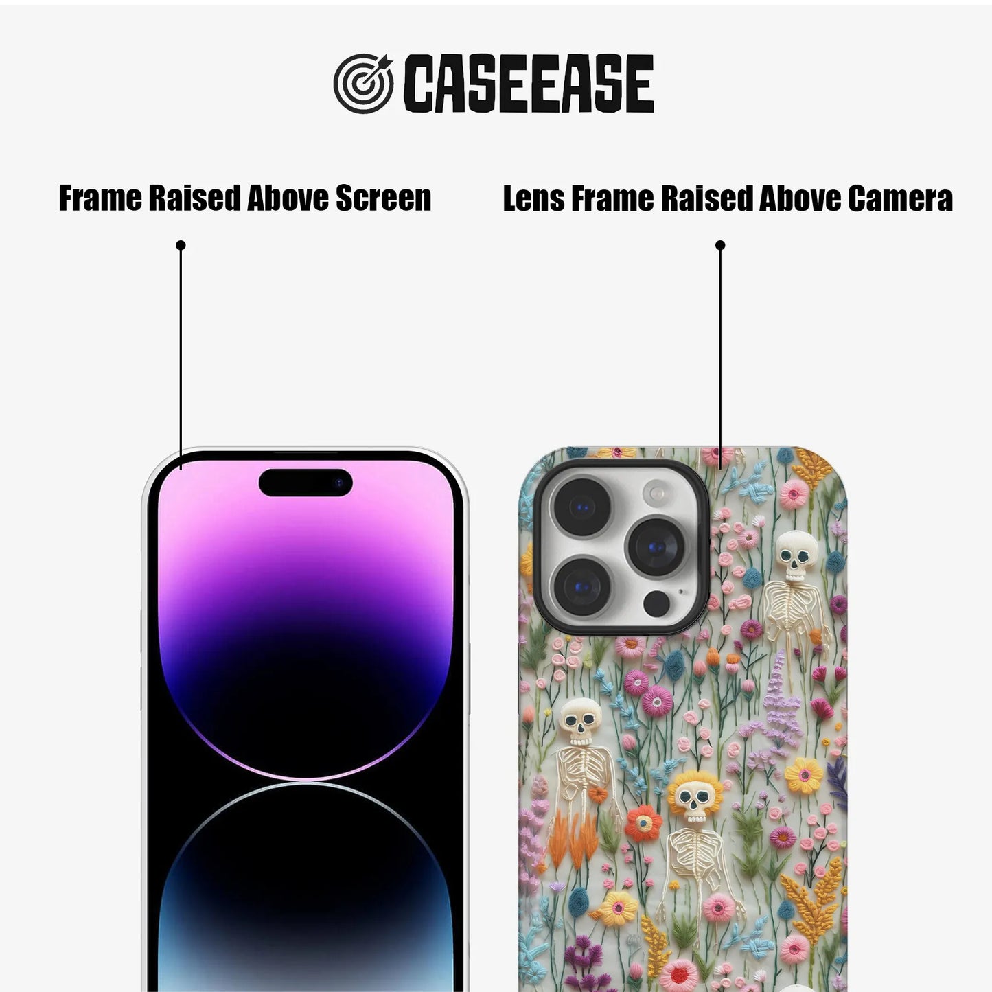 Skeleton Floral Pattern Phone Case