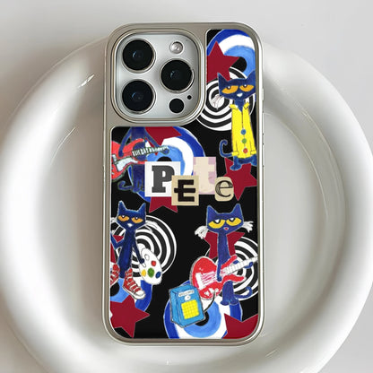Funda para teléfono holográfica cromada de Pete el Gato - Diseño de dibujos animados coloridos