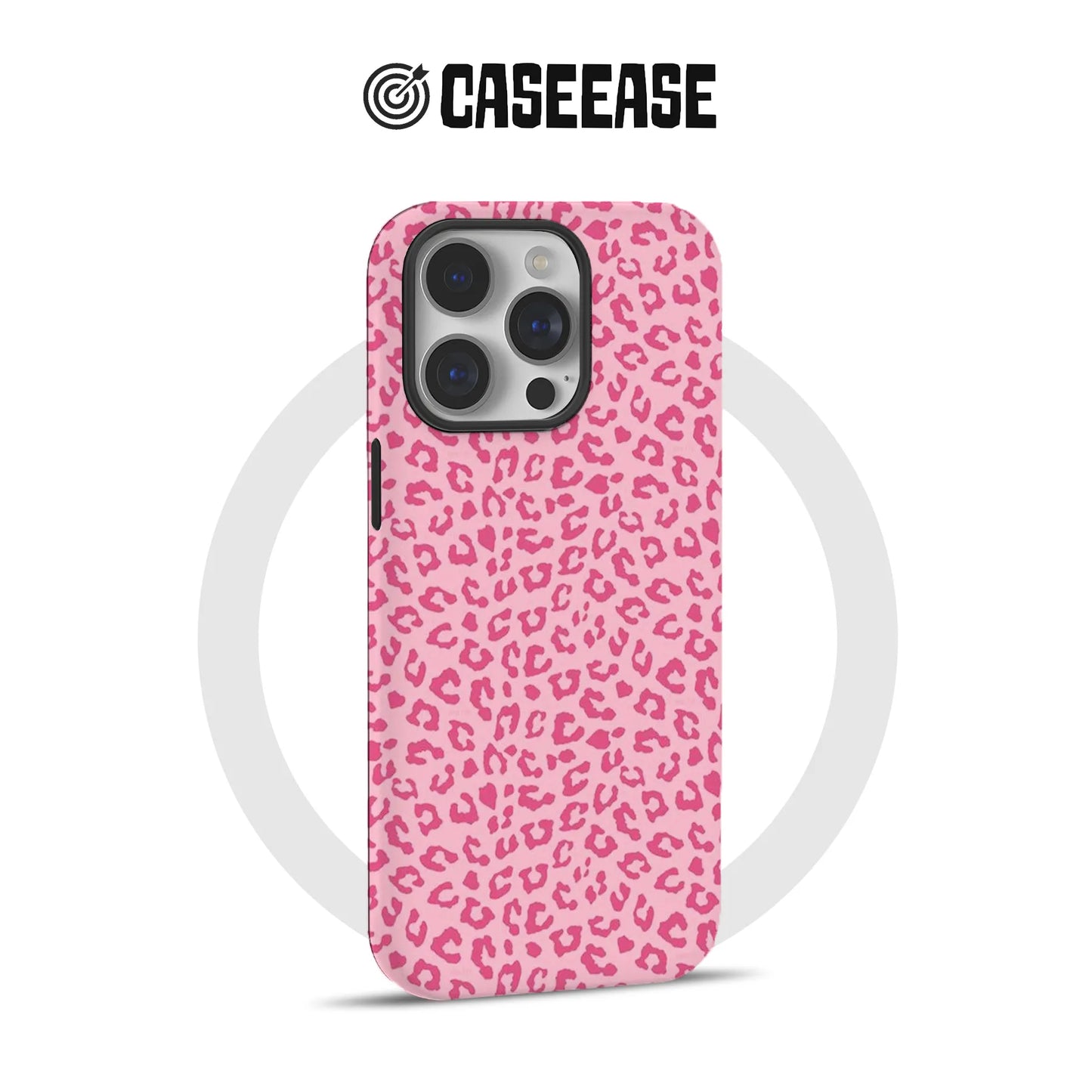 Funda para teléfono con estampado de leopardo rosa