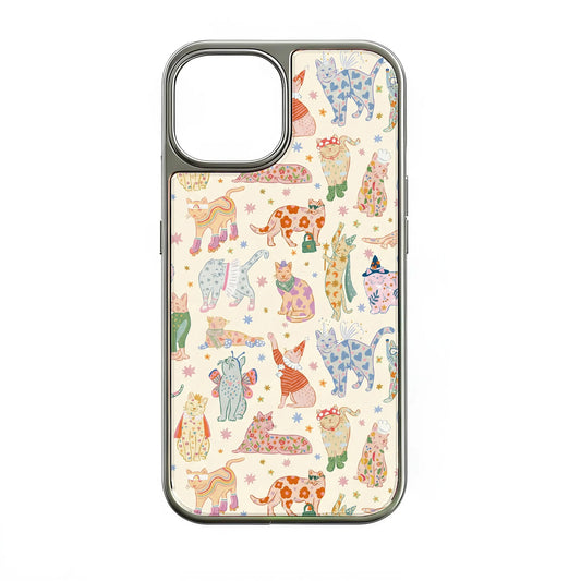 Holographic Chrome Cat Phone Case - Playful Feline Design