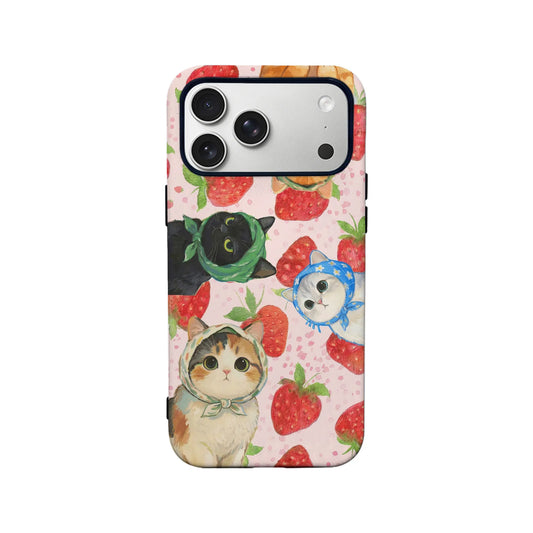 Cute Cat and Strawberry Phone Case