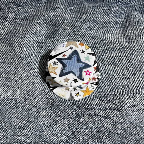 Eclectic Star Mix Phone Grip & Stand - Denim, Glitter, & Patterned Stars Holder