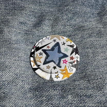 Soporte y agarre para teléfono con mezcla de estrellas eclécticas: soporte con estrellas de mezclilla, purpurina y estampados 