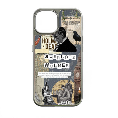 Funda holográfica cromada de Sherlock Holmes para teléfono - Estética vintage