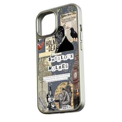 Funda holográfica cromada de Sherlock Holmes para teléfono - Estética vintage