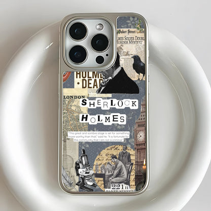 Funda holográfica cromada de Sherlock Holmes para teléfono - Estética vintage