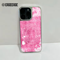 Funda holográfica cromada para iPhone 15 - Acabado mármol rosa y metalizado