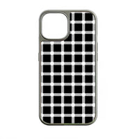 Funda holográfica cromada para iPhone 14 Pro - Diseño de lunares blancos y negros