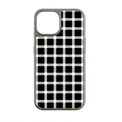 Funda holográfica cromada para iPhone 14 Pro - Diseño de lunares blancos y negros