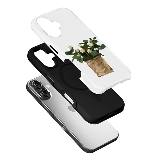 Minimalist White Rose Bouquet Phone Case – Elegant and Natural Design