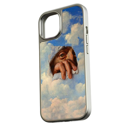 Holographic Chrome Phone Case for iPhone 14 - Cloudy Sky Aesthetic