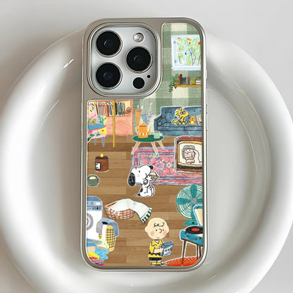 Funda para teléfono holográfica cromada de Snoopy: diseño de dibujos animados y estética divertida
