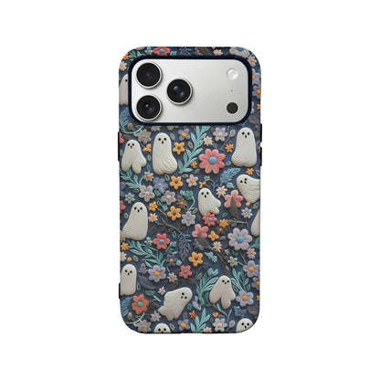 Whimsical Ghost and Floral TPU+PC IPhone 16 phone case