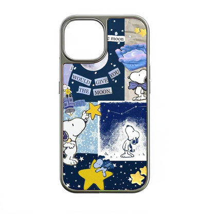 Funda para teléfono Snoopy con diseño de luna y estrellas: diseño de dibujos animados caprichosos