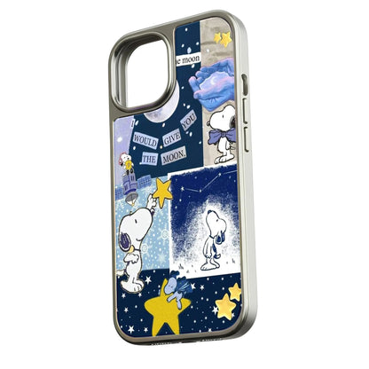 Funda para teléfono Snoopy con diseño de luna y estrellas: diseño de dibujos animados caprichosos