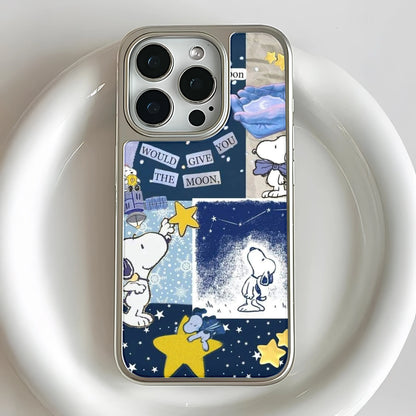 Funda para teléfono Snoopy con diseño de luna y estrellas: diseño de dibujos animados caprichosos