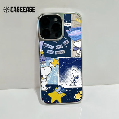 Funda para teléfono Snoopy con diseño de luna y estrellas: diseño de dibujos animados caprichosos