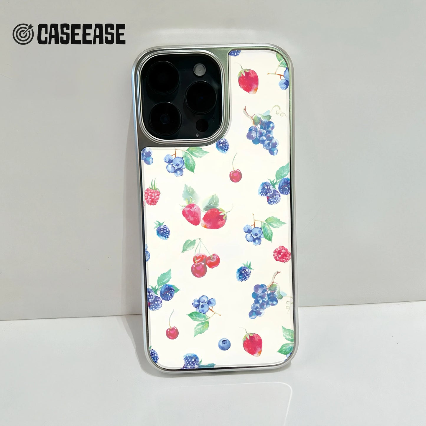 Funda holográfica cromada con diseño de frutas - Diseño de bayas vibrantes
