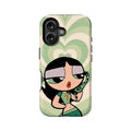 Funda para teléfono con corazones verdes inspirados en dibujos animados