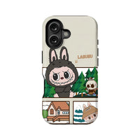 Funda de teléfono con dibujos animados de Labubu para amantes de la aventura