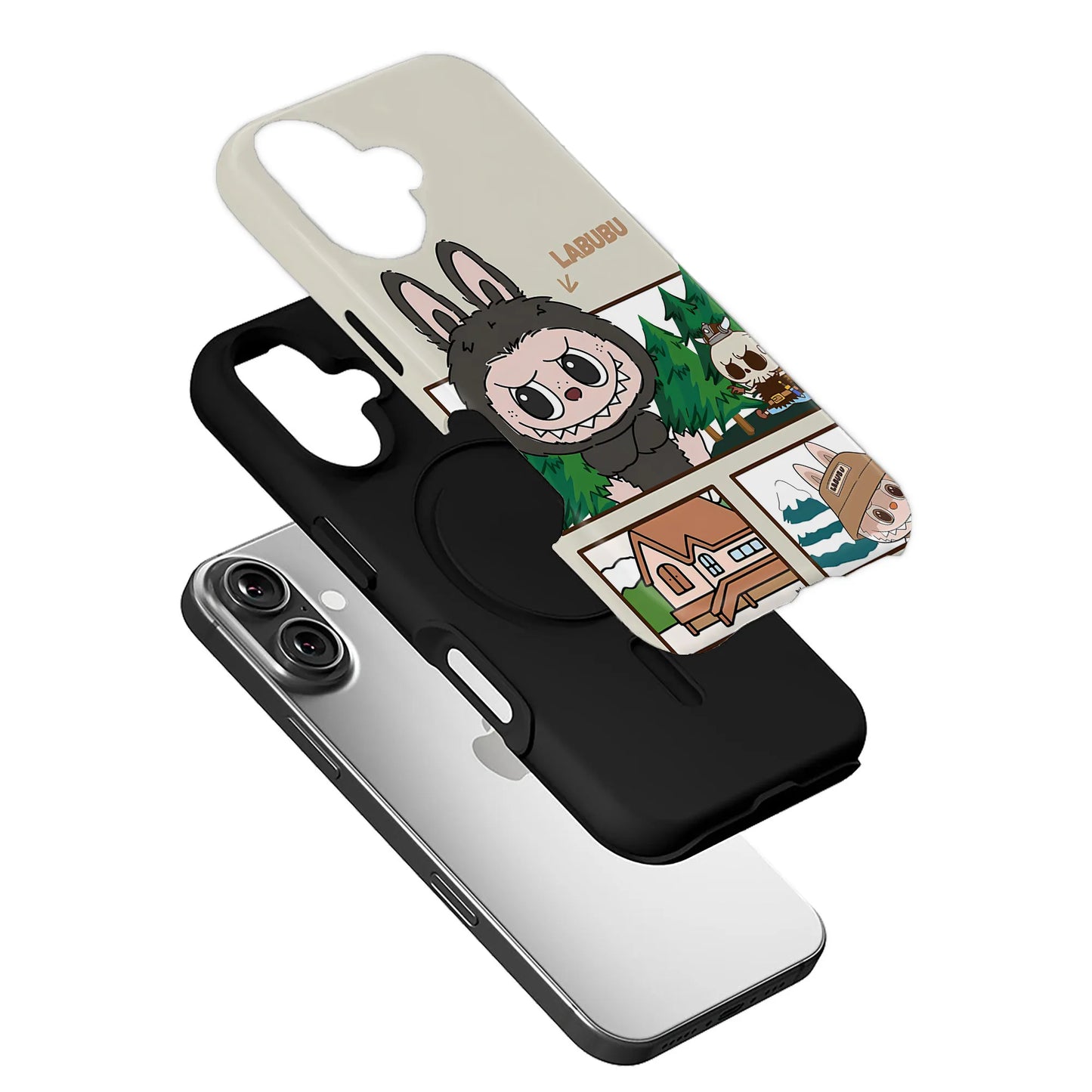 Funda de teléfono con dibujos animados de Labubu para amantes de la aventura