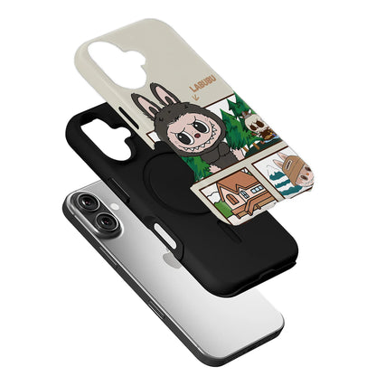 Funda de teléfono con dibujos animados de Labubu para amantes de la aventura