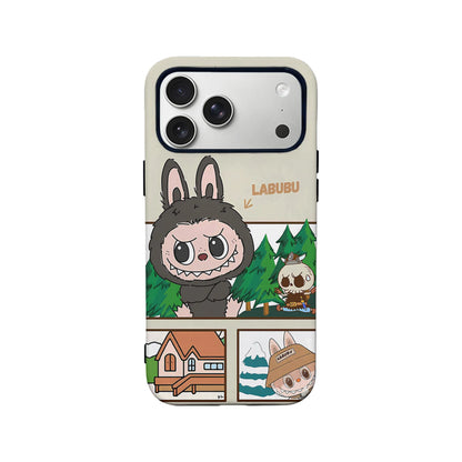 Funda de teléfono con dibujos animados de Labubu para amantes de la aventura