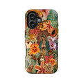 Funda para teléfono con flores vibrantes y la Virgen María