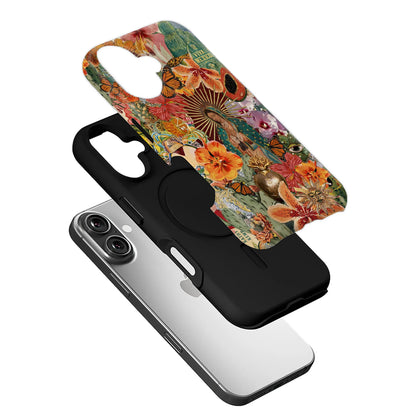 Funda para teléfono con flores vibrantes y la Virgen María