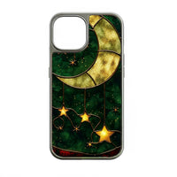 Holographic Chrome Moon & Stars Phone Case - Celestial Design