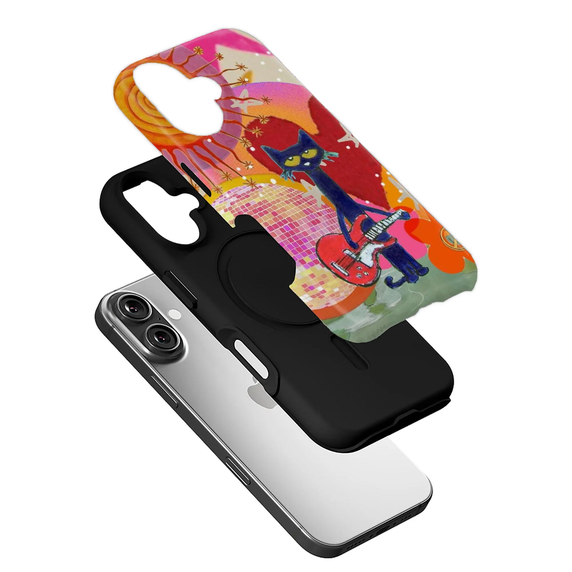 Psychedelic Cat Rock Band Phone Case