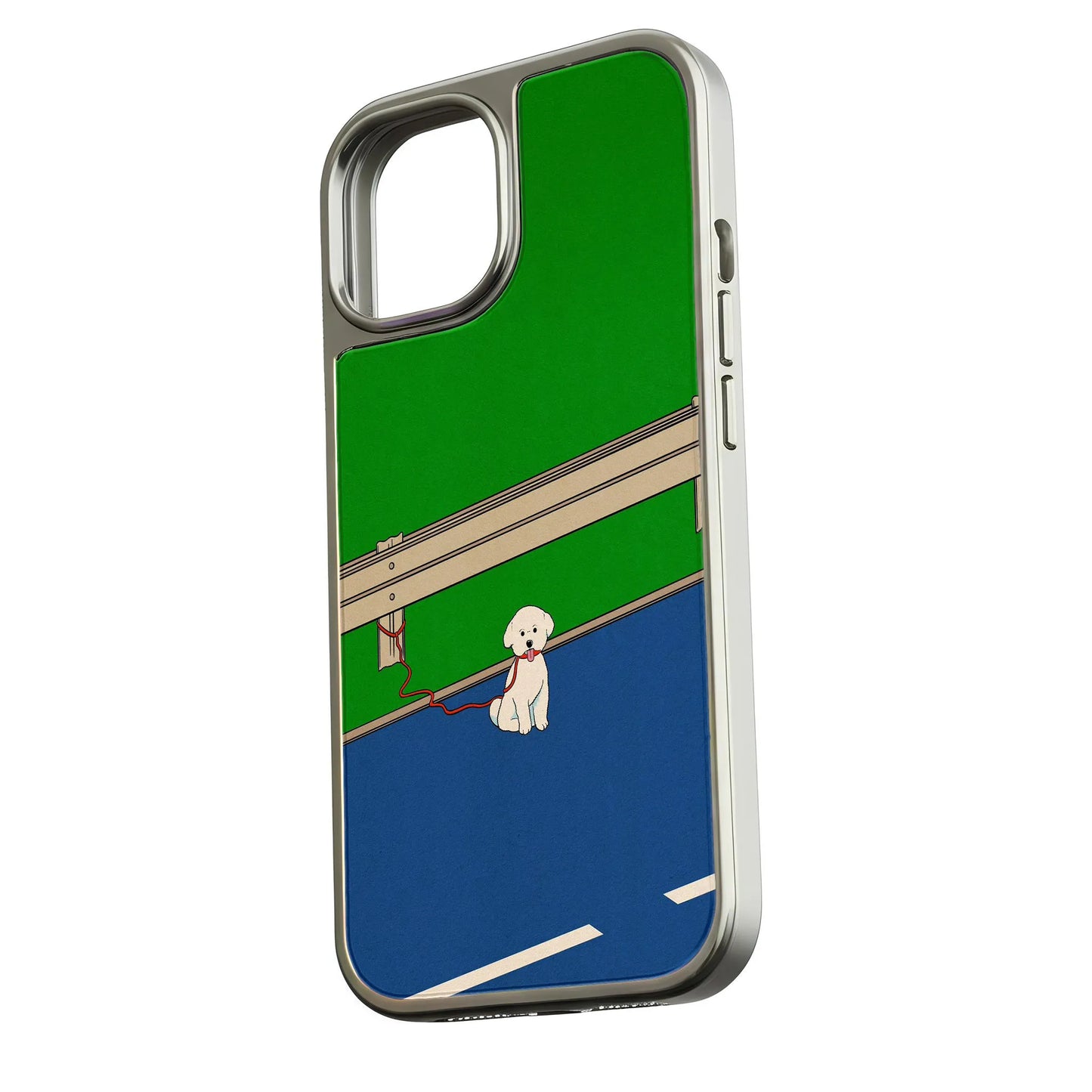 Holographic Chrome Phone Case for iPhone 14 Pro - Playful Puppy Design