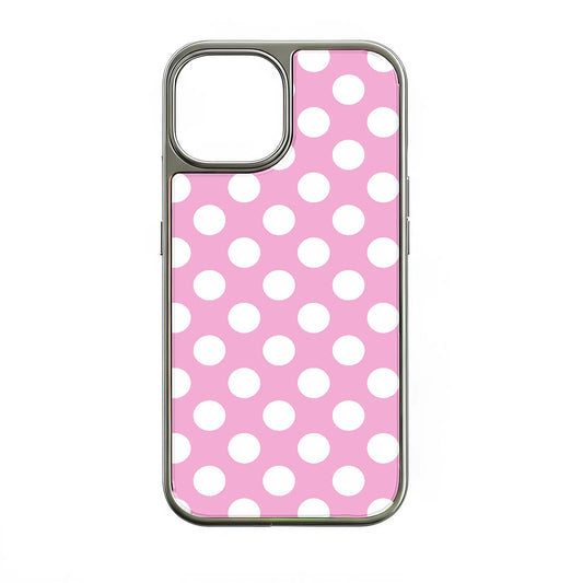 Holographic Chrome Polka Dot Phone Case - Pink & White Dots