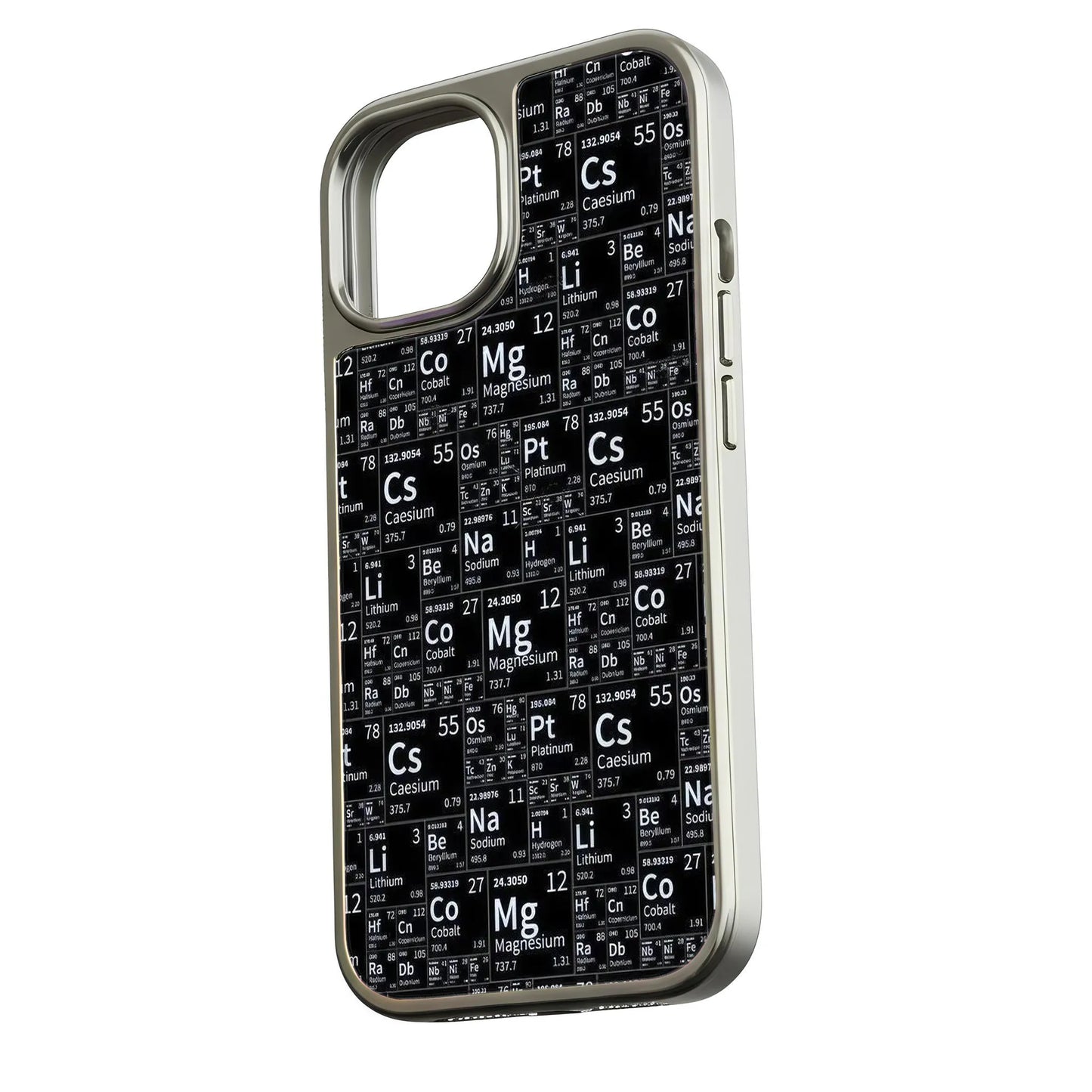 Holographic Chrome Phone Case for iPhone 15 Pro - Elements Chart Design