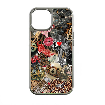 Holographic Chrome Phone Case - Glamorous Collage Design