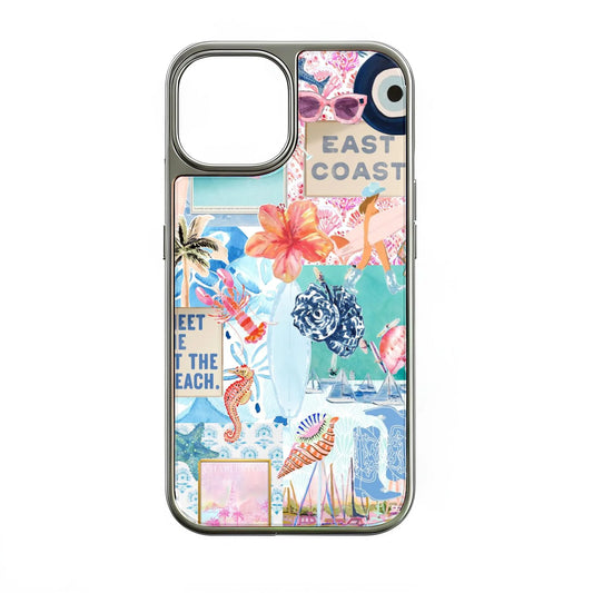 Holographic Chrome Coastal Phone Case - Beach Vibes & Colorful Design