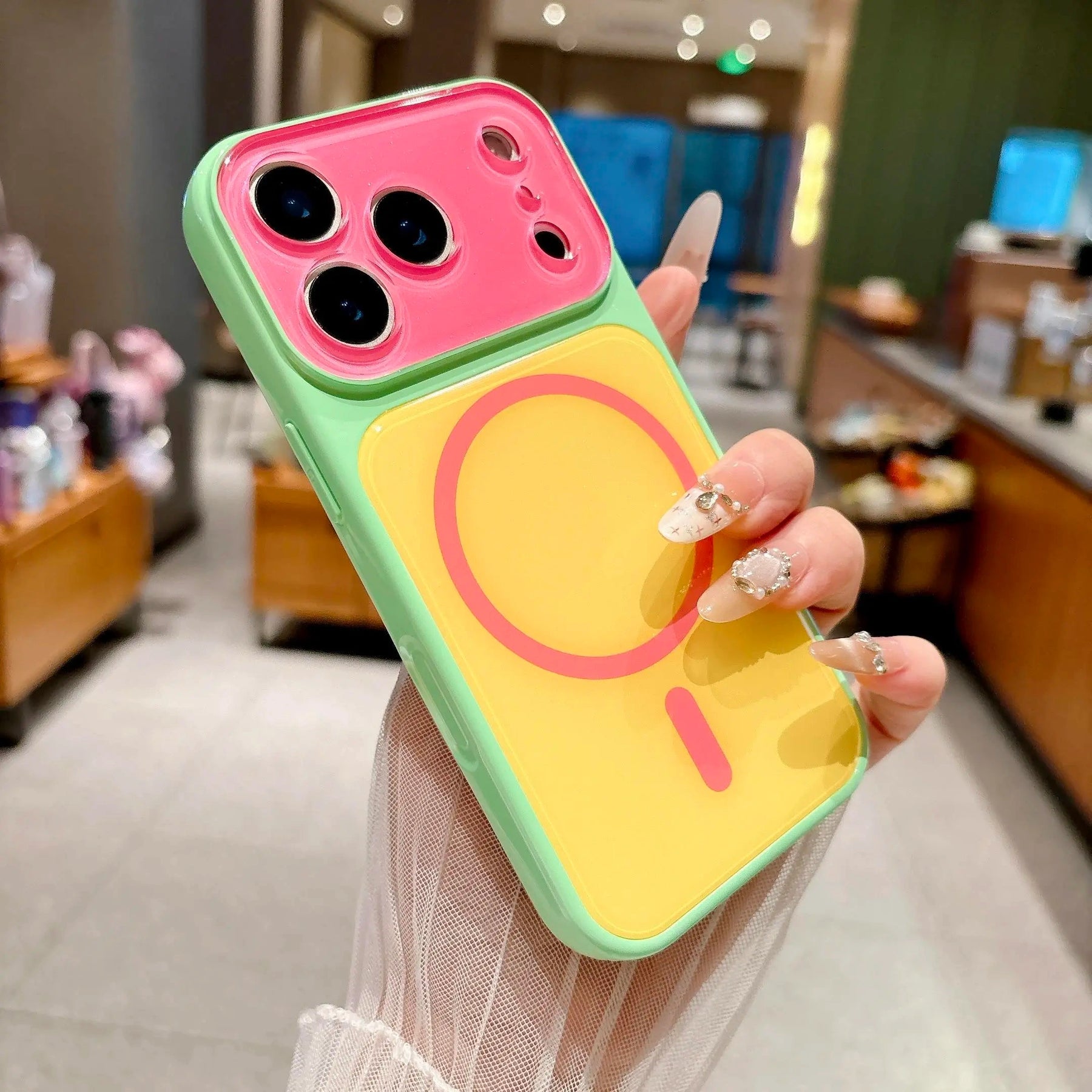 #SummerFinds dopamine Contrast color newly upgraded with magnetic suction Suitable for iPhone 17 16 15 14 Pro Max Magnetic phone case Contrast color full lens protection Compatible with iPhone 17 Pro Max Magnetic phone case No paint peeling, anti-fall an (main image)
