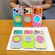 Dopamine Colors Magnetic Case for iPhone 17 16 15 14 Pro Max, with 360° Rotating Ring Stand, Colorblock Glossy Shockproof Cover with Full Camera Protection, Wireless Charging Compatible with MagSafe, Best Gift for Women Girls (main image)